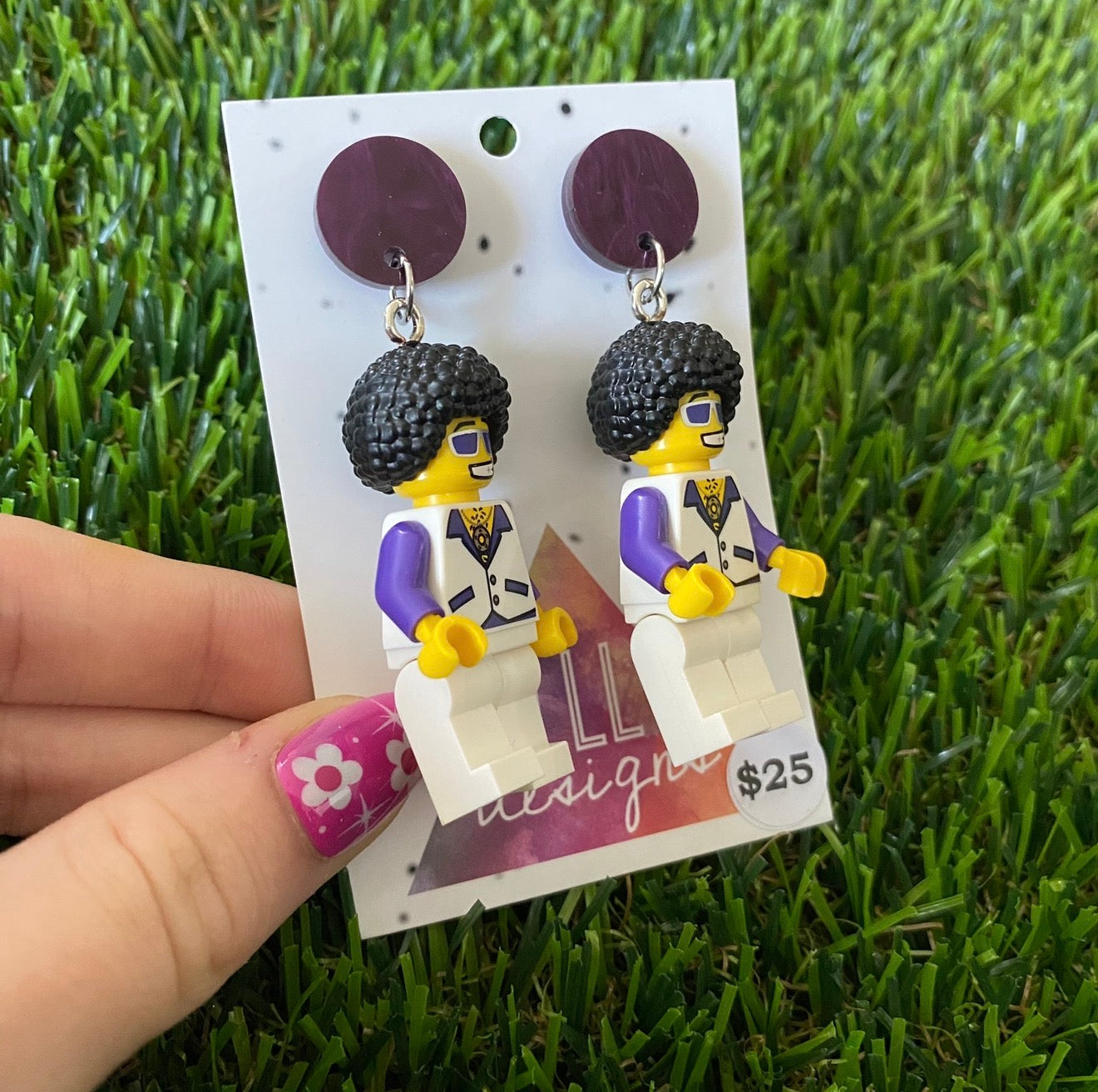 Purple Disco Stud Brick Character - Featuring Marbled Purple Acrylic Tops!