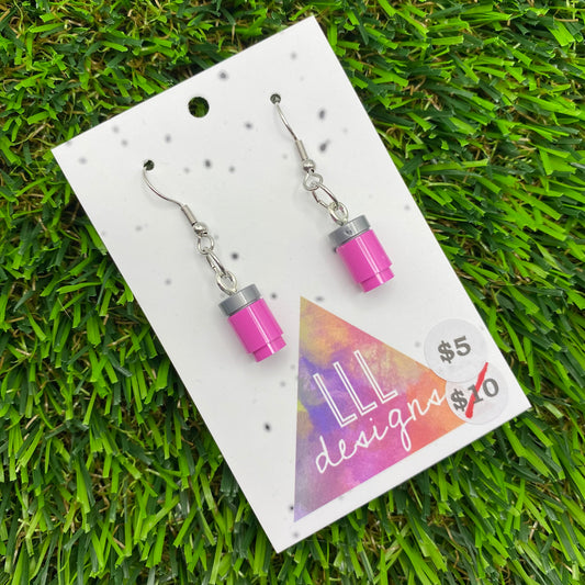 Soda Can/ Soft Drink Can Brick Hook Earrings - Pink - Super Lightweight!