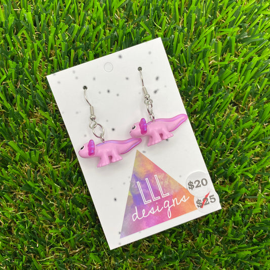 Pink Axelotls Brick Animal Hook Earrings - Super Lightweight!