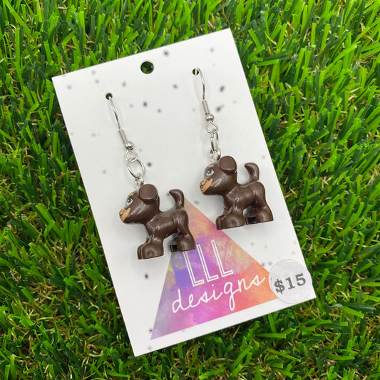 Brown Puppy Brick Animal Hook Earrings!