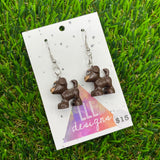 Brown Puppy Brick Animal Hook Earrings!