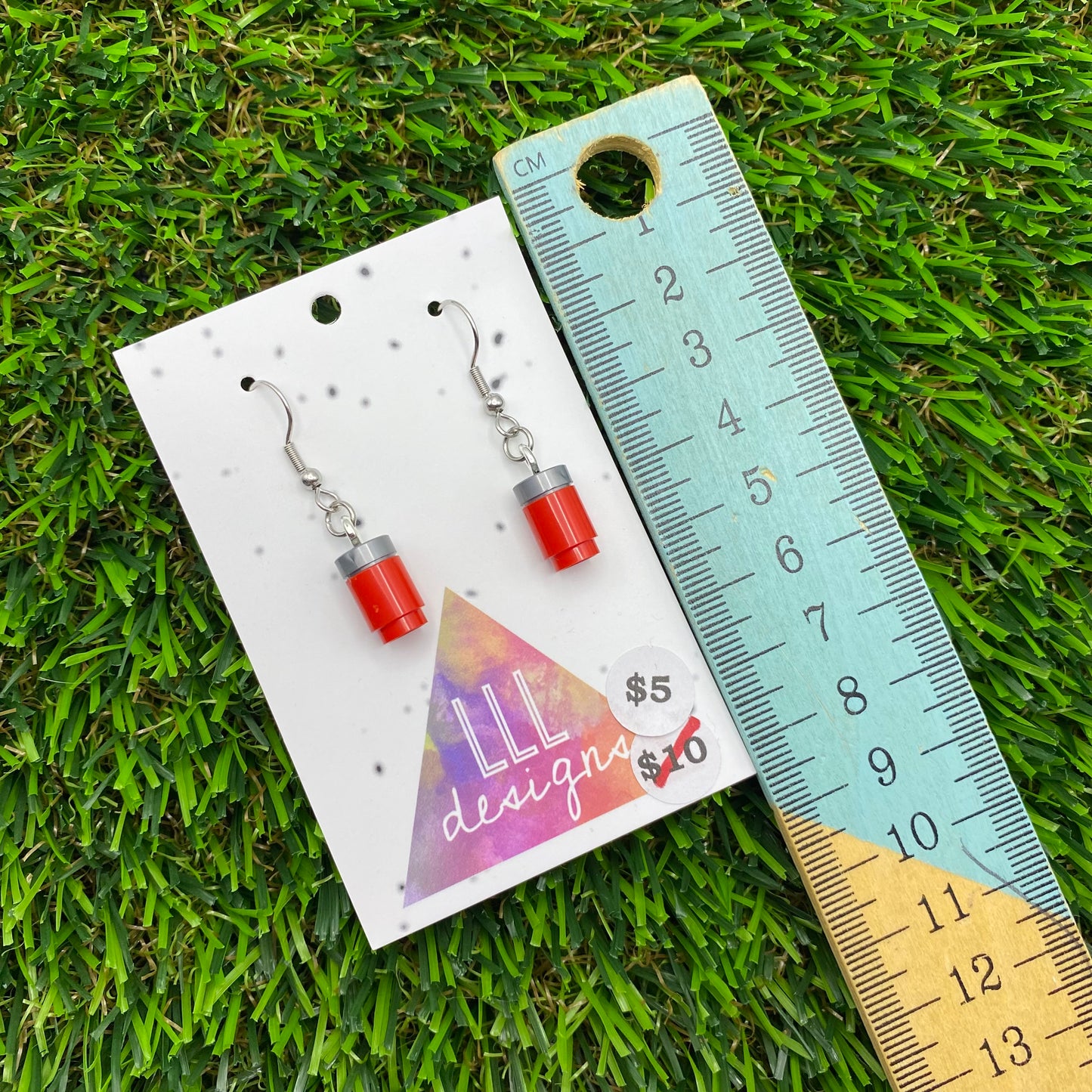Soda Can/ Soft Drink Can Brick Hook Earrings - Red - Super Lightweight!