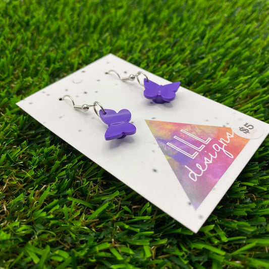 Butterfly Brick Hook Earrings - Purple - Super Lightweight!