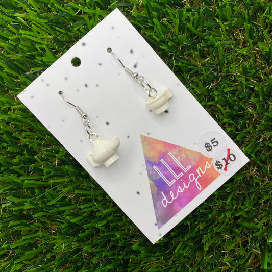 Tea Pot And Tea Cup Brick Hook Earrings Without Saucer - Super Lightweight!