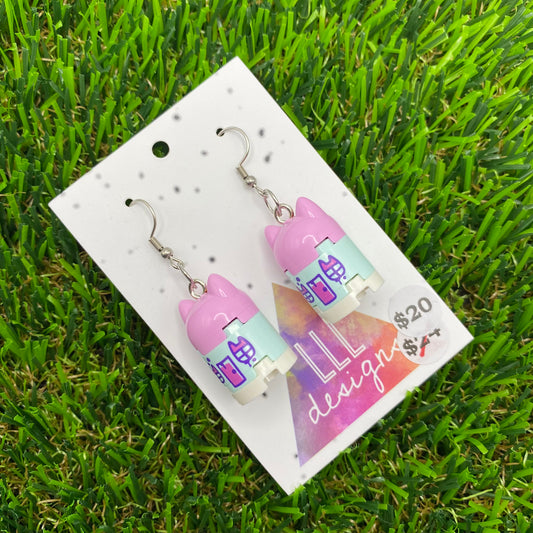 Kitty Doll House Brick Style Hook Earrings!