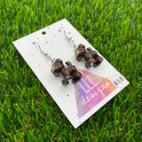 Brown Puppy Brick Animal Hook Earrings!