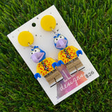 Brick Character Puppet Monster Dangle Earrings - Featuring Yellow Tops!