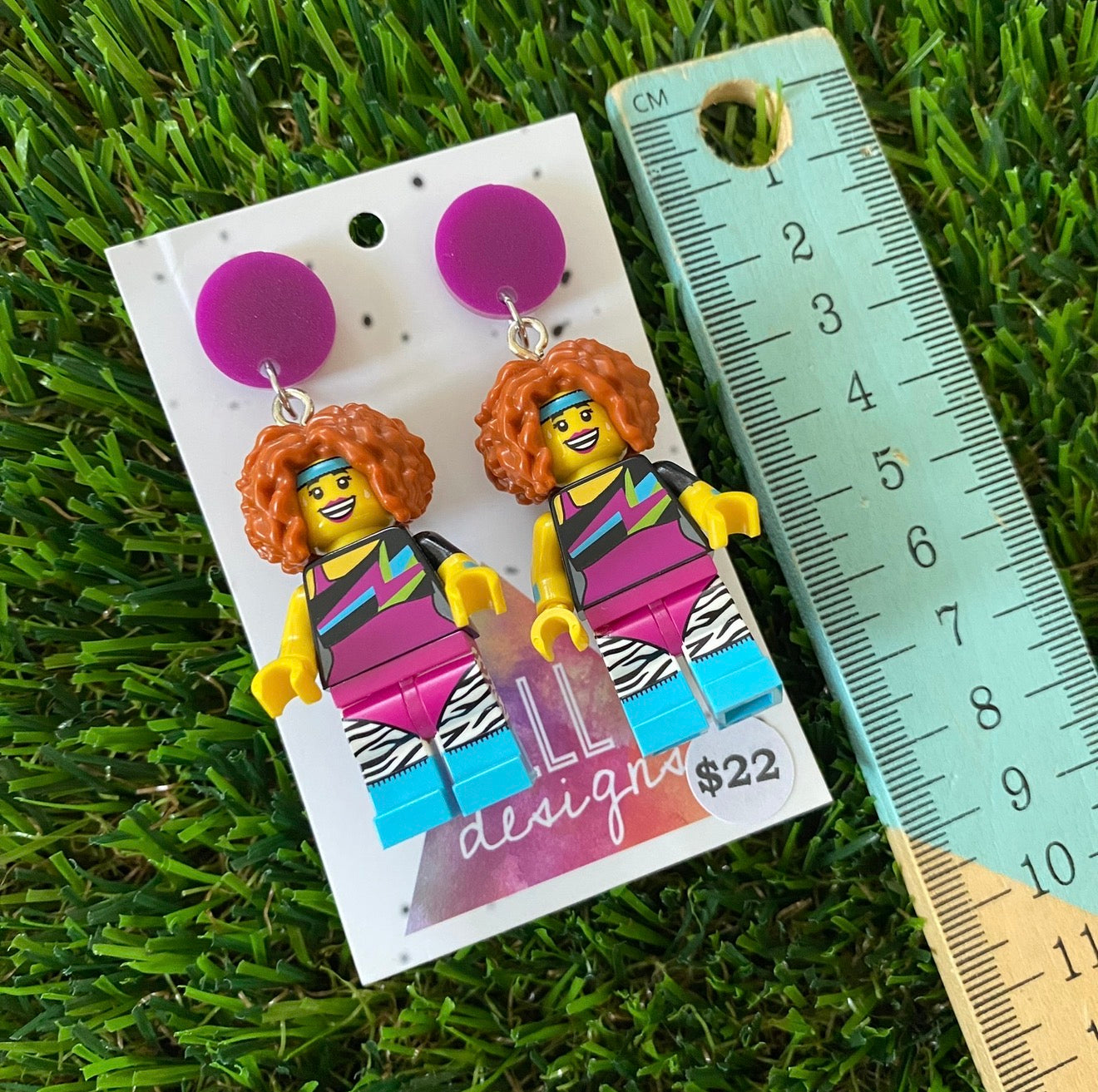Aerobics Instructor Brick Character - Featuring Purple Acrylic Tops!