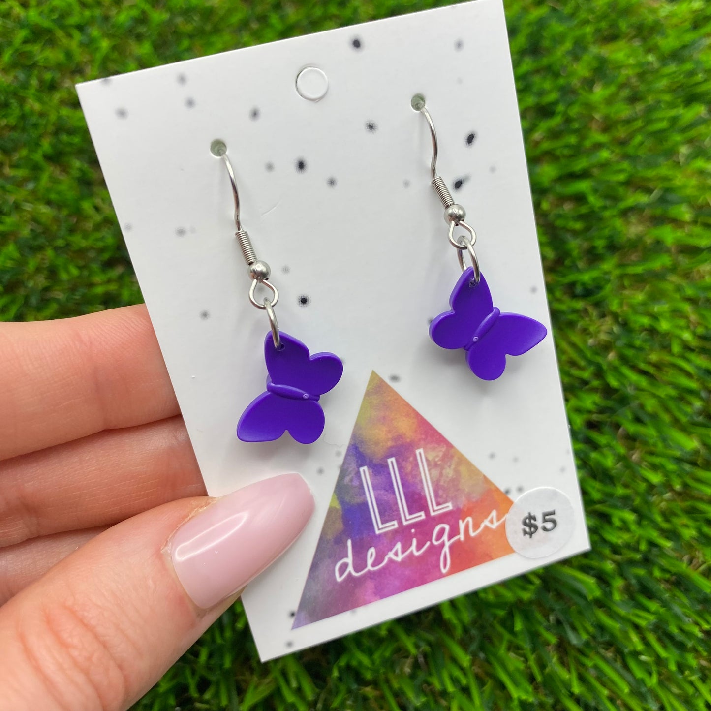 Butterfly Brick Hook Earrings - Purple - Super Lightweight!