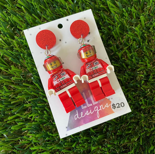 Race Car Driver Brick Character - Featuring Red Glitter Acrylic Tops!