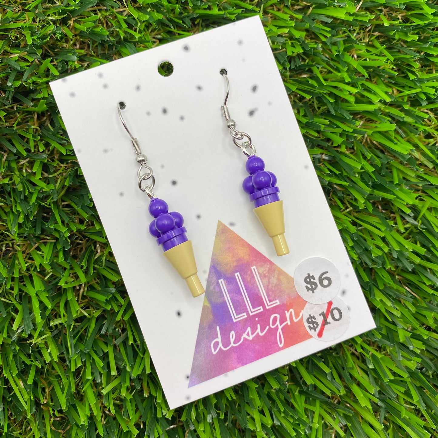 Ice Cream Brick Hook Earrings - Blueberry - Super Lightweight!