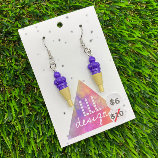 Ice Cream Brick Hook Earrings - Blueberry - Super Lightweight!