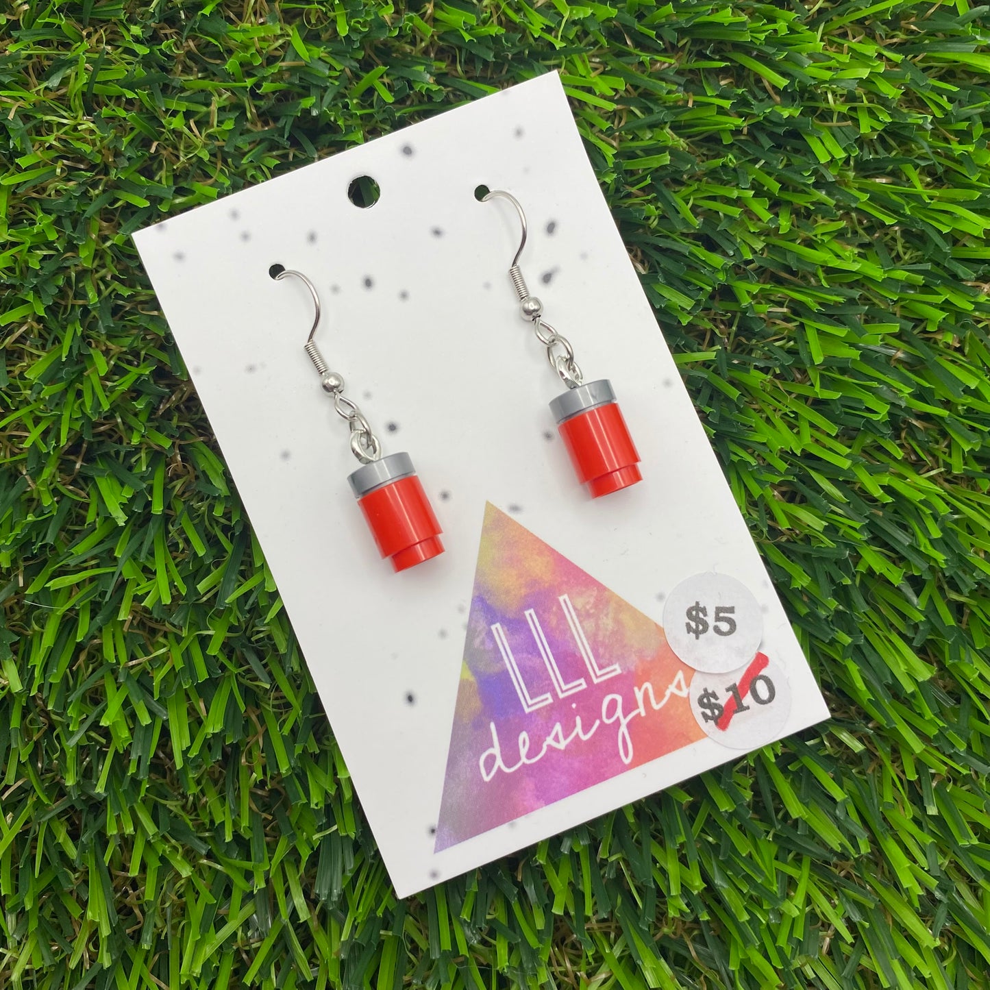 Soda Can/ Soft Drink Can Brick Hook Earrings - Red - Super Lightweight!