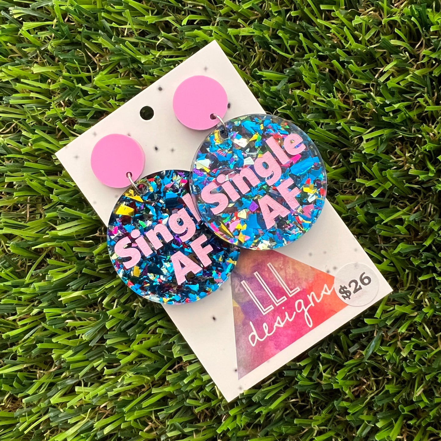 Single AF Dangle Earrings Featuring Pastel Purple Top - Part of our AF Range!