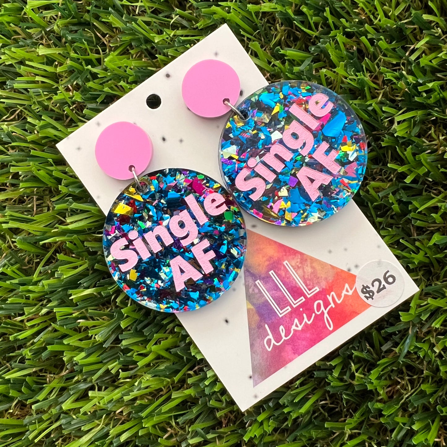 Single AF Dangle Earrings Featuring Pastel Purple Top - Part of our AF Range!