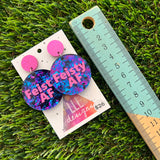 Feisty AF Dangle Earrings Featuring Vibrant Glittery Pink Top - Part of our AF Range!