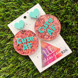 Cute AF Dangle Earrings Featuring Vibrant Blue Heart Shaped Top - Part of our AF Range!