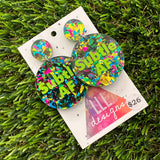 Subtle AF Dangle Earrings Featuring Rainbow Confetti Top - Part of our AF Range!