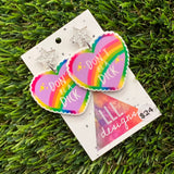 Don't Be A Dick Heart Shaped Dangle Earrings Featuring Silver Star Top!