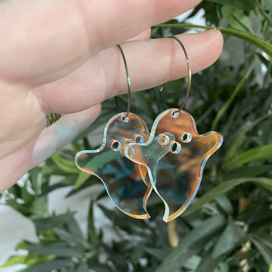 Iridescent Ghost Hoop Earrings - Featuring Rainbow Hoops for Extra Color!