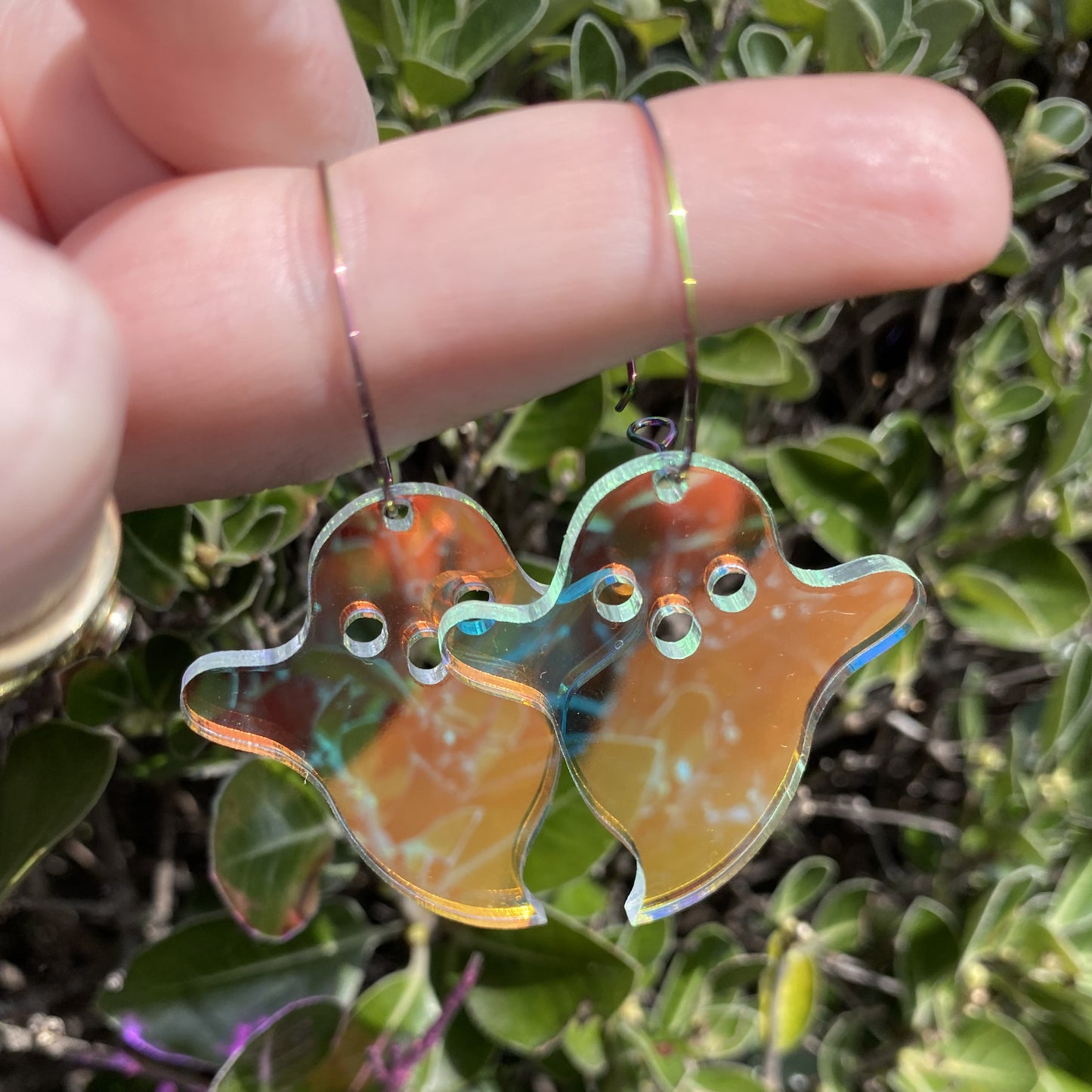 Iridescent Ghost Hoop Earrings - Featuring Rainbow Hoops for Extra Color!