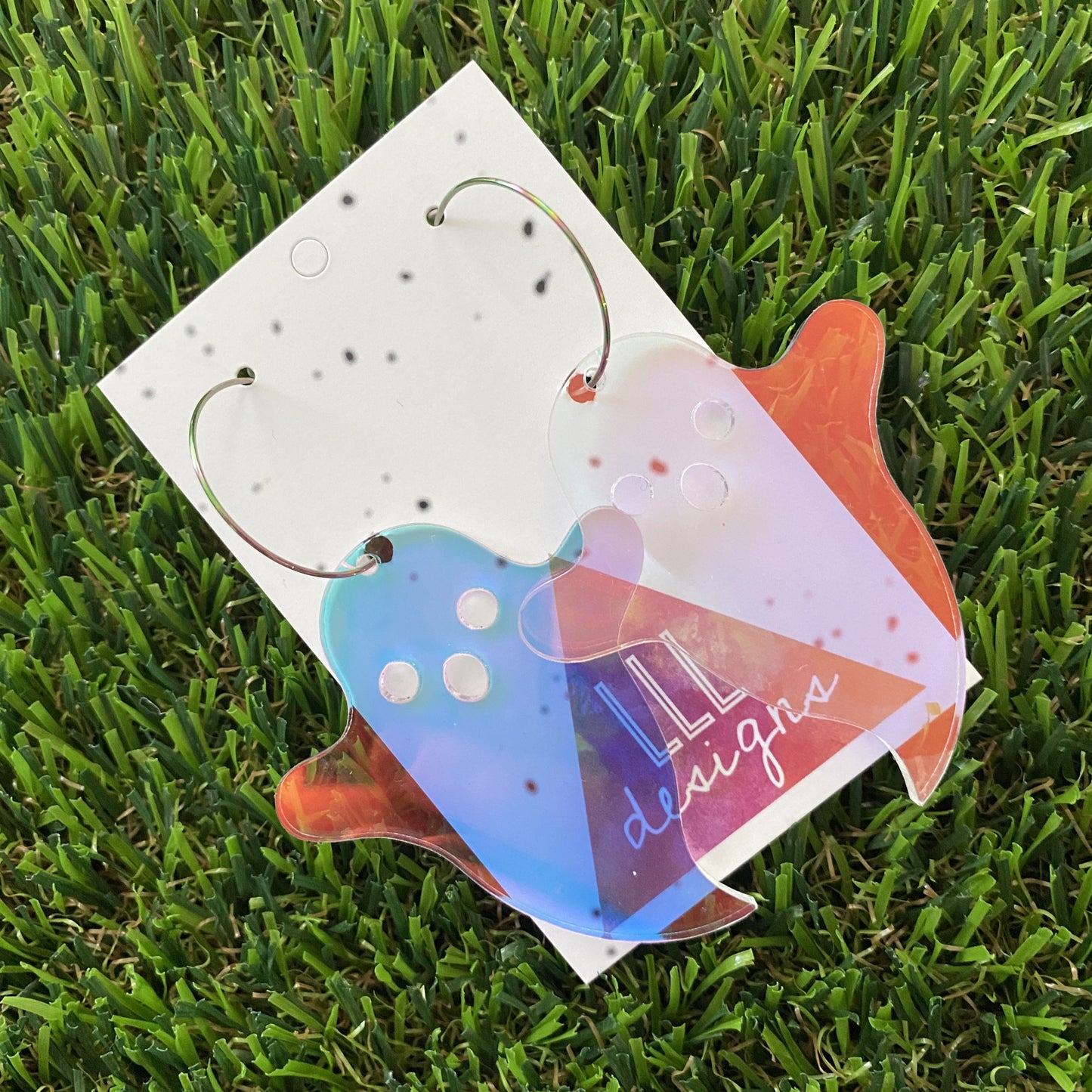 Iridescent Ghost Hoop Earrings Large - Featuring Rainbow Hoops for Extra Color!