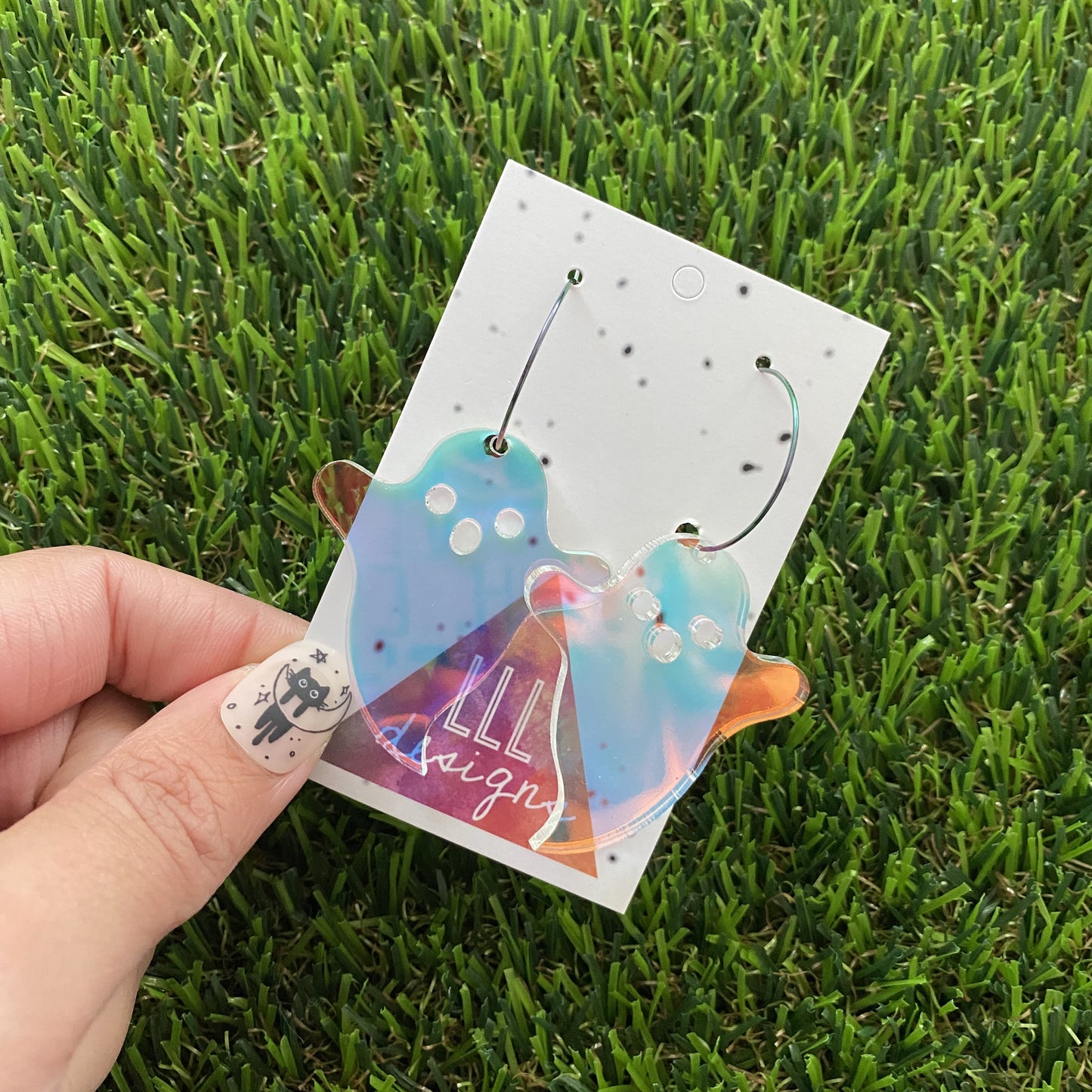 Iridescent Ghost Hoop Earrings - Featuring Rainbow Hoops for Extra Color!