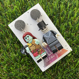Halloween Earrings - Brick People Earrings - Character Earrings Zombie and Skeleton Duo