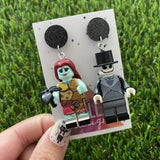 Halloween Earrings - Brick People Earrings - Character Earrings Zombie and Skeleton Duo