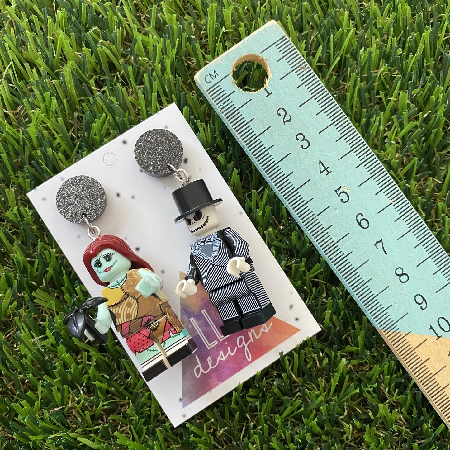 Halloween Earrings - Brick People Earrings - Character Earrings Zombie and Skeleton Duo