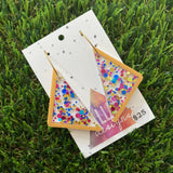 Pink, Blue, and Gold Polka Dot Confetti Fairy Bread Dangles Featuring Gold Hoops!