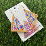 Pink, Blue, and Gold Polka Dot Confetti Fairy Bread Dangles Featuring Gold Hoops!
