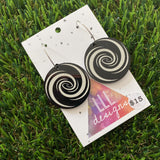 Circle Hoops - Monochrome Vortex Earrings with Silver Hoops!