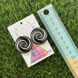 Circle Hoops - Monochrome Vortex Earrings with Silver Hoops!