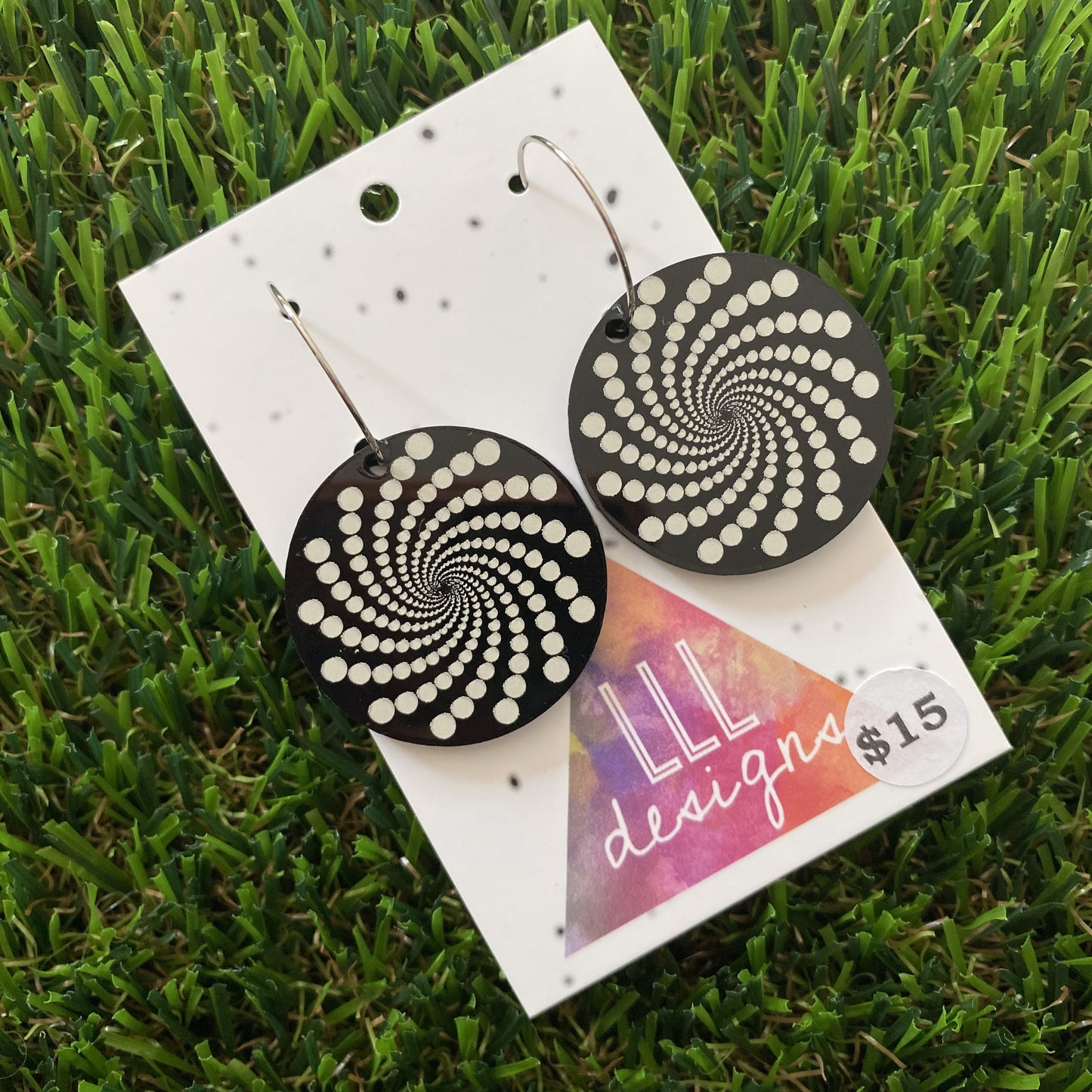 Circle Hoops - Spotty Spiral Earrings with Silver Hoops!