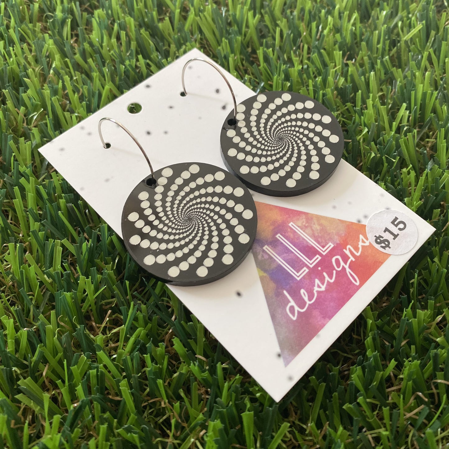Circle Hoops - Spotty Spiral Earrings with Silver Hoops!