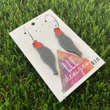 Native Bird Hoops - Gang Gang Native Bird Hand Painted Hoop Earrings! (medium)