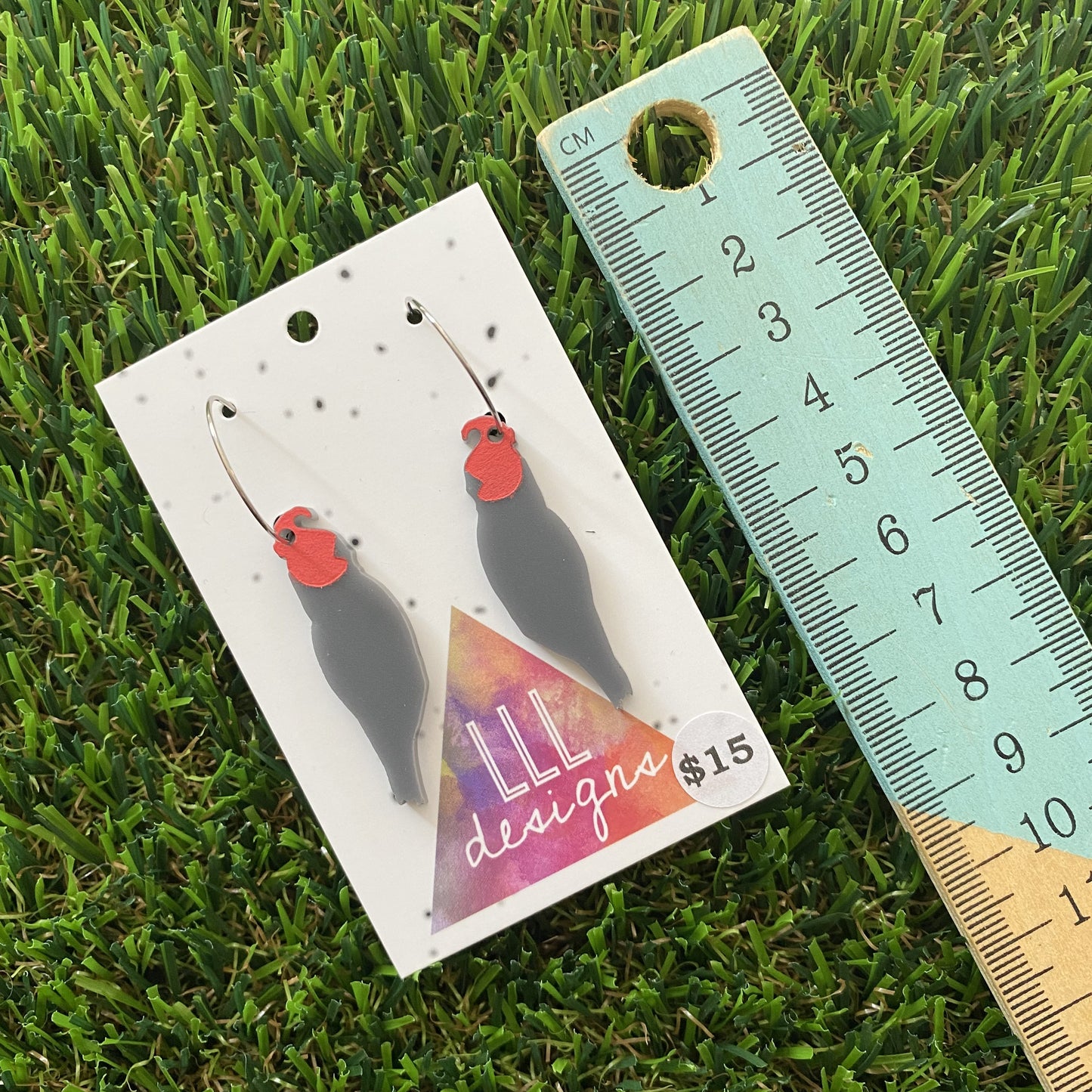 Native Bird Hoops - Gang Gang Native Bird Hand Painted Hoop Earrings! (medium)
