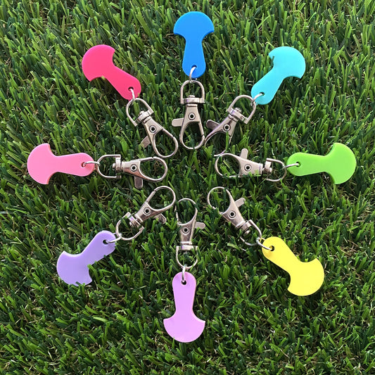 Trolley Keys - Colourful Acrylic Trolley Keys on Lobster Clasps with Swivels.