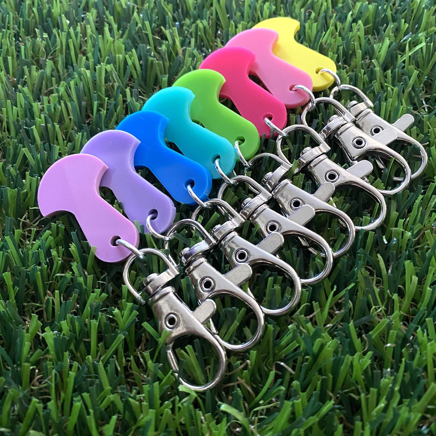 Trolley Keys - Colourful Acrylic Trolley Keys on Lobster Clasps with Swivels.