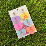 Love Heart Candy Stacked Dangles. Perfect for Valentines Day.