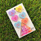 Love Heart Candy Studs Six Pack. Perfect for Valentines Day!