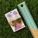 Ice-Cream Earrings - Hand Painted Ice-Cream Earrings Featuring Mirror Cones - Pastel Perfection BABY!