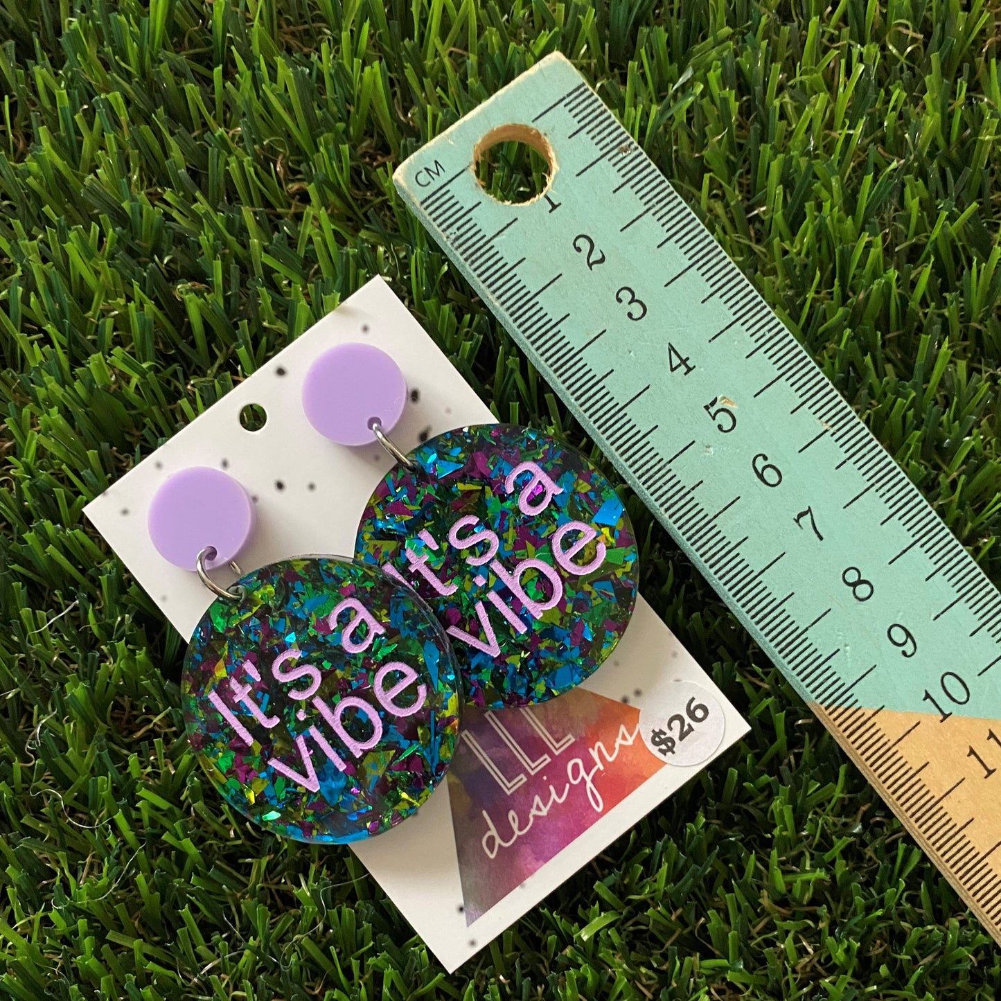It's a vibe earrings - Glitzy hand painted with hints of lavender statement dangles.