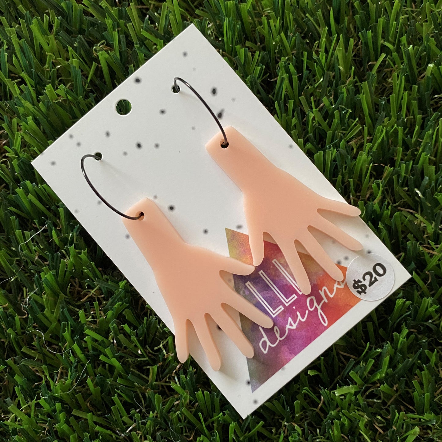 Hand Earrings - Palm Earrings - Feelings Handsy Black Hoop Dangle Earrings - GRAB them while you can!