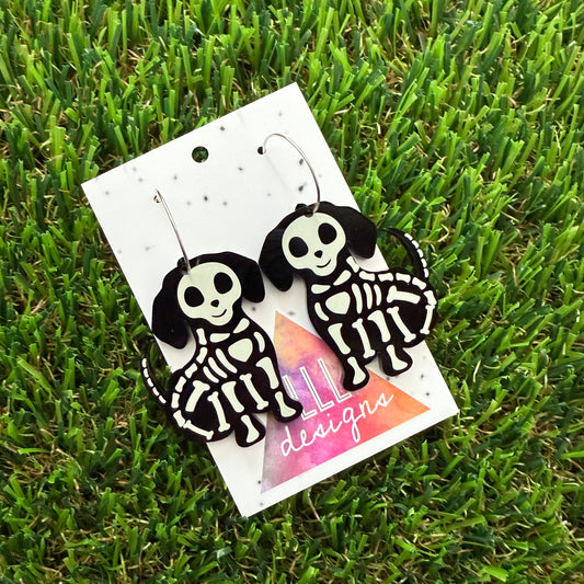 Dog Earrings - Skeleton Dog Hoop Earrings (Large)