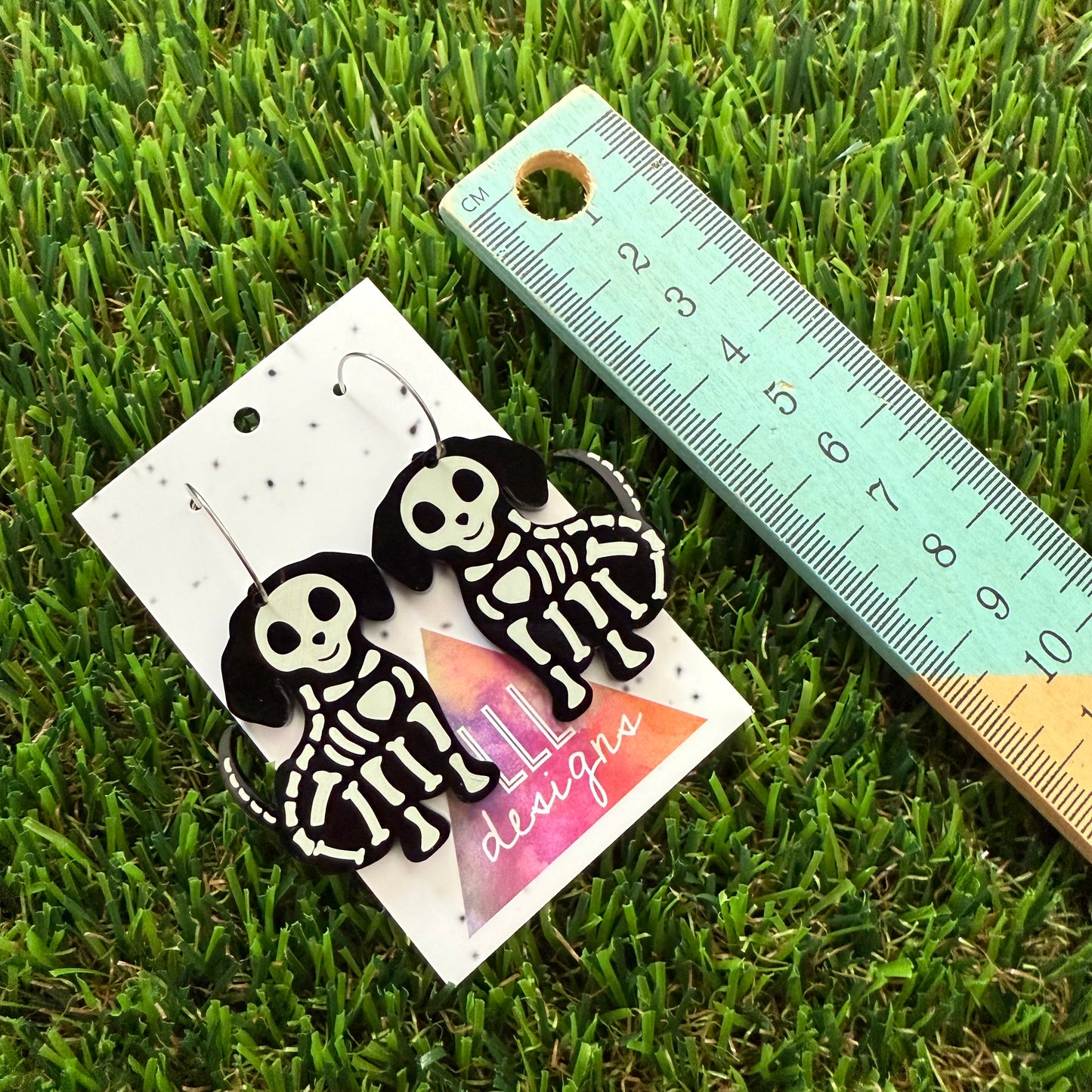 Dog Earrings - Skeleton Dog Hoop Earrings (Large)