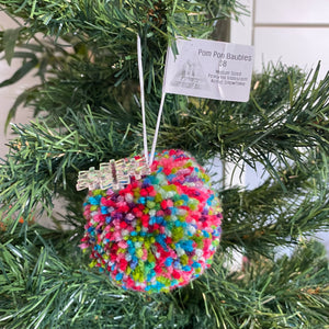 POM POM BAUBLE - MEDIUM! Handmade Glitter Rainbow Multi Coloured Pom Pom Bauble. 5