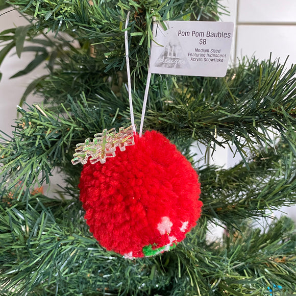 POM POM BAUBLE - MEDIUM! Handmade Red and Glitter Multi Coloured Pom Pom Bauble. 11