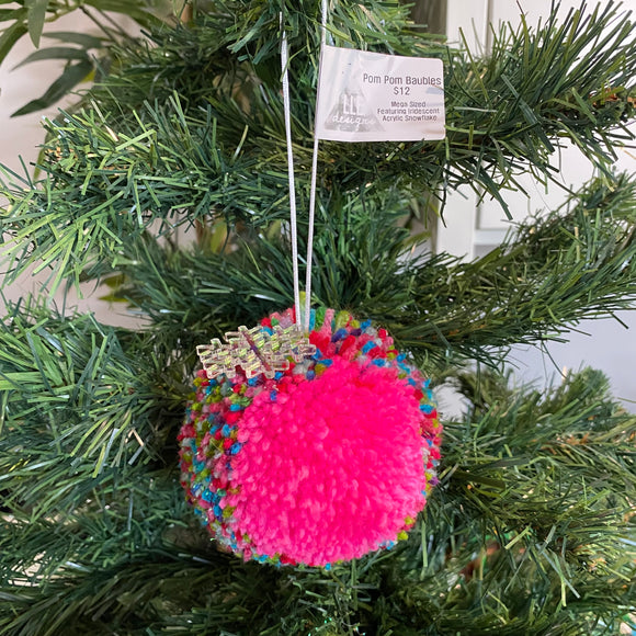 POM POM BAUBLE - MEGA! Handmade Pink and Glitter Multi Coloured Pom Pom Bauble. 21